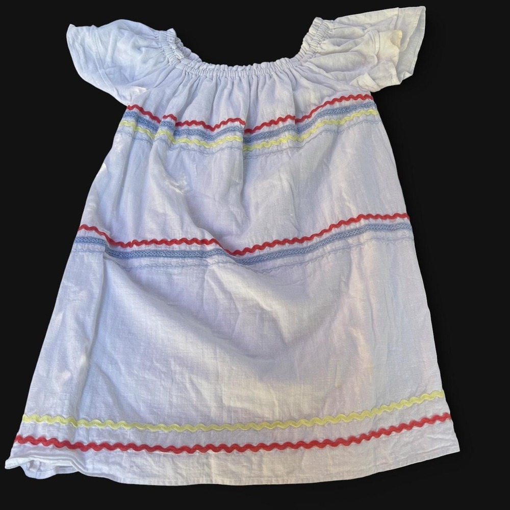 Loverich White Cotton Ric Rac Trim Mini Dress LD42376 S